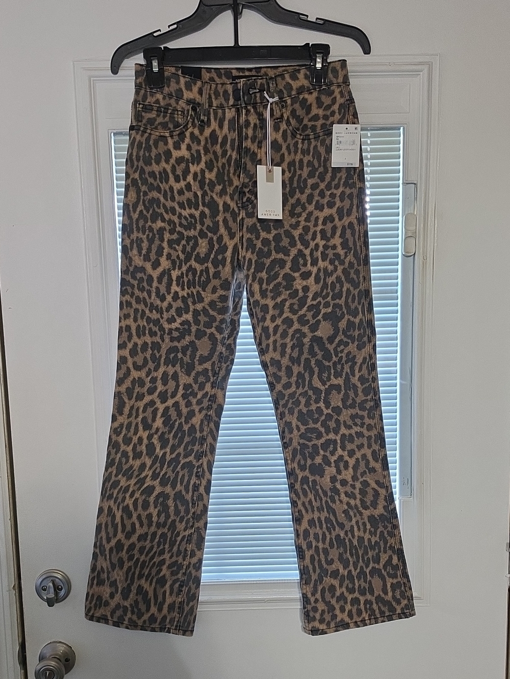 Good American Leopard Print Wide-Leg Jeans in Brown